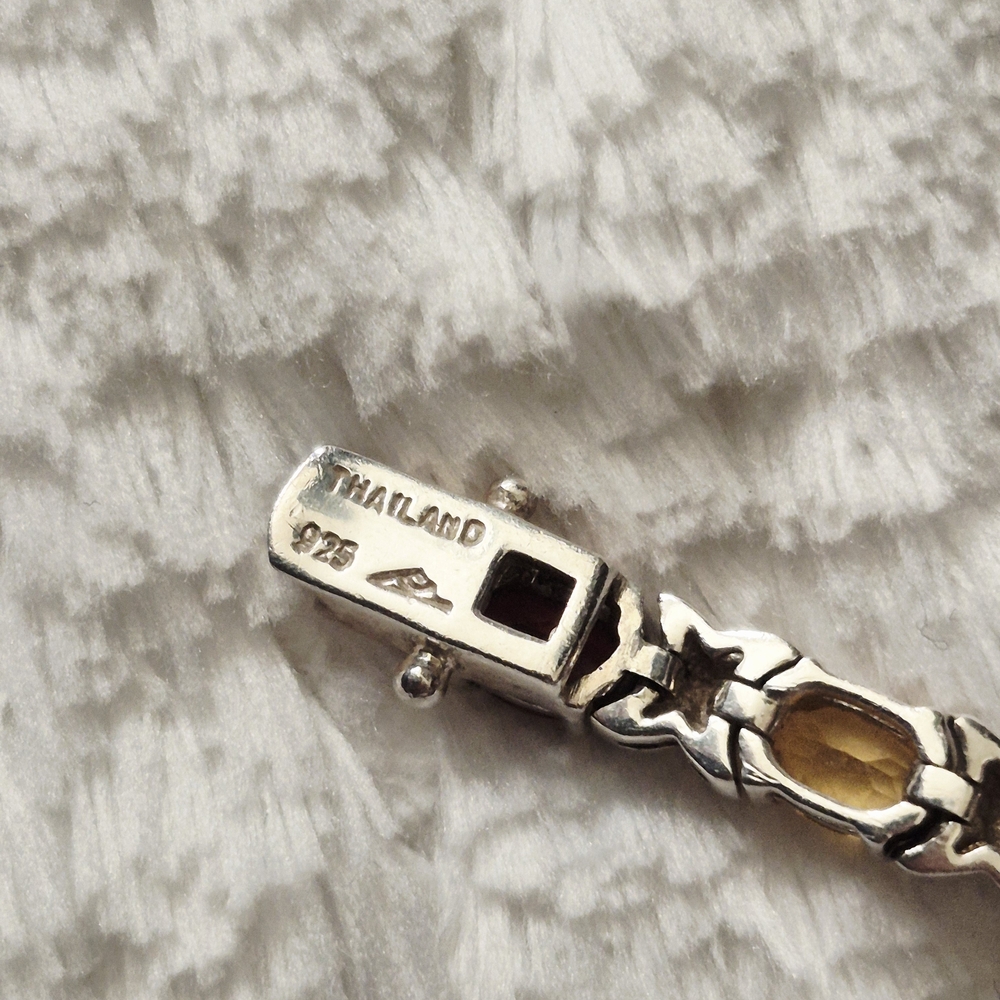 Vintage Sterling Silver XO Multi-Color Gemstone Tennis Bracelet - Picture 10 of 12